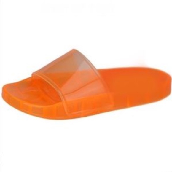 neon orange jelly slides